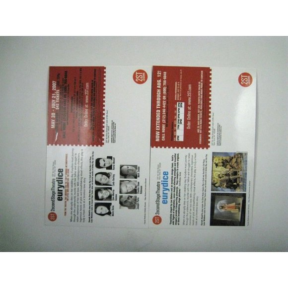 eurydice Playbill 2007 Second Stage Theatre Ticket Carla Harting Joseph Parks - Picture 10 of 10